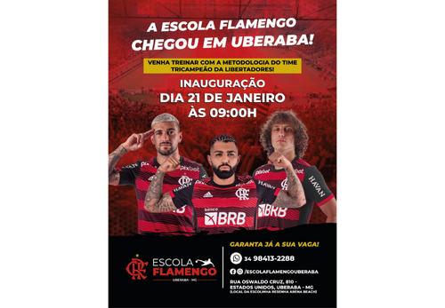 É HOJE! Flamenguistas e amantes do futebol, é hoje que Uberaba inaugura a Escola Oficial do Flamengo, Andrea Nunes é a competente empreendedora à frente da escola, bora levar a criançada (Foto/Divulgação)