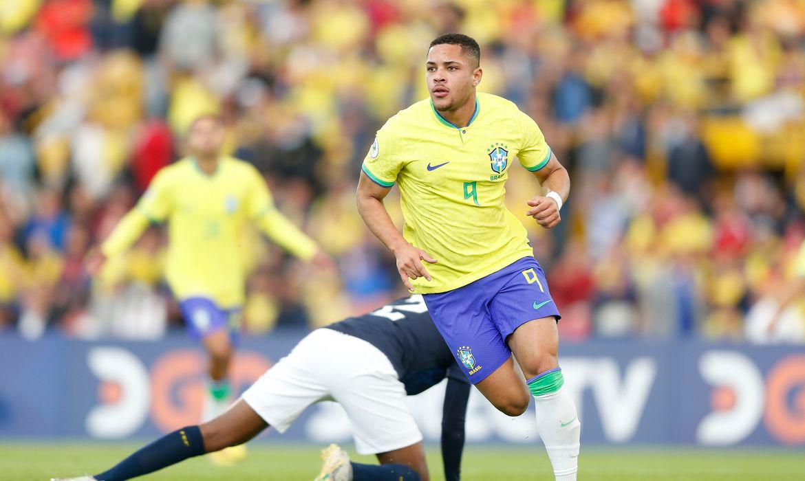 Atacante Vitor Roque foi o destaque com dois gols marcados (Foto/Rafael Ribeiro/CBF  - via Agência Brasil)