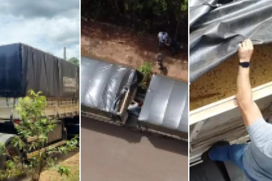 Carreta com carga de soja foi encontrada próximo ao Distrito Industrial, em Uberlândia (Foto/Polícia Civil/Uberlândia)