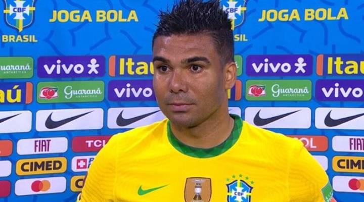 Dos titulares utilizados por Tite, três jogadores apareceram entre os titulares: Casemiro (FOTO), Lucas Paquetá e Vini Jr (Foto/Reprodução)