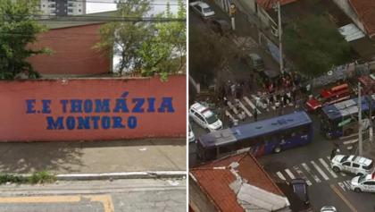 Polícia isola área de escola onde ataque aconteceu na manhã desta segunda-feira, 27 (Foto/Reprodução)