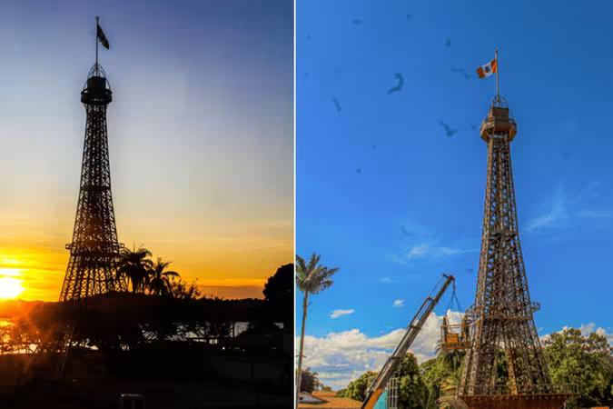 Torre UAIffel, localizada em Lagoa Santa, tem 30 metros de altura e está localizada na orla da lagoa central da cidade, dentro de um clube privado (Foto/@gurgelbeachclub/Reprodução)