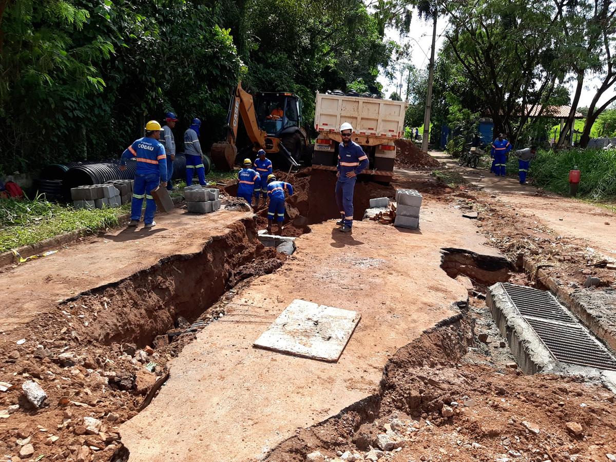 Drenagem pluvial rua Antônio Alves Fontes, no Parque das Américas, em Uberaba (Foto/Divulgação Codau)