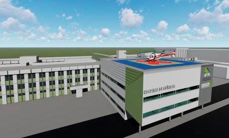 Perspectiva do heliponto a ser construído sobre o pronto-socorro do Hospital de Clínicas da Universidade Federal do Triângulo Mineiro  (Foto/Reprodução)