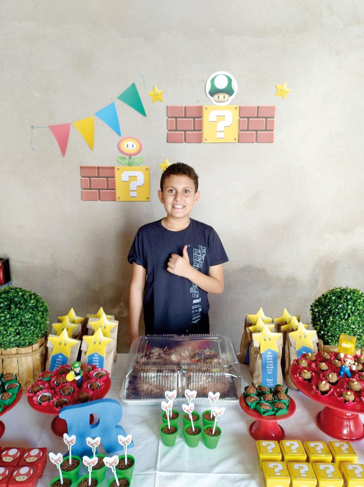 Raul Borges ganhou festa do Super Mário Bros para comemorar seus 9 anos (Foto/Divulgação)