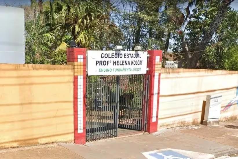 Fachada da escola onde houve um ataque a tiros no interior do Paraná (Foto/Reprodução/Rede Social)