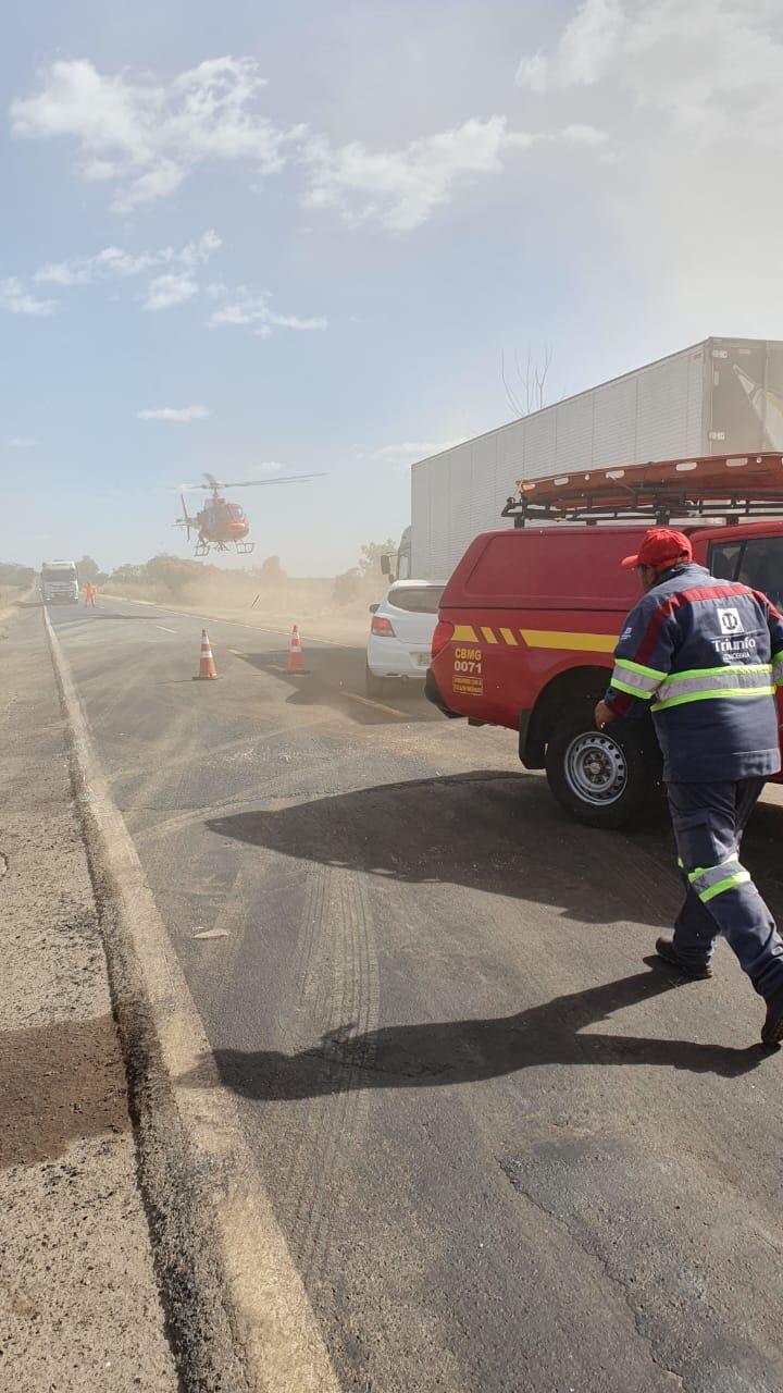 Arcanjo 02 realiza transporte da vítima (Foto/Divulgação/Corpo de Bombeiros)