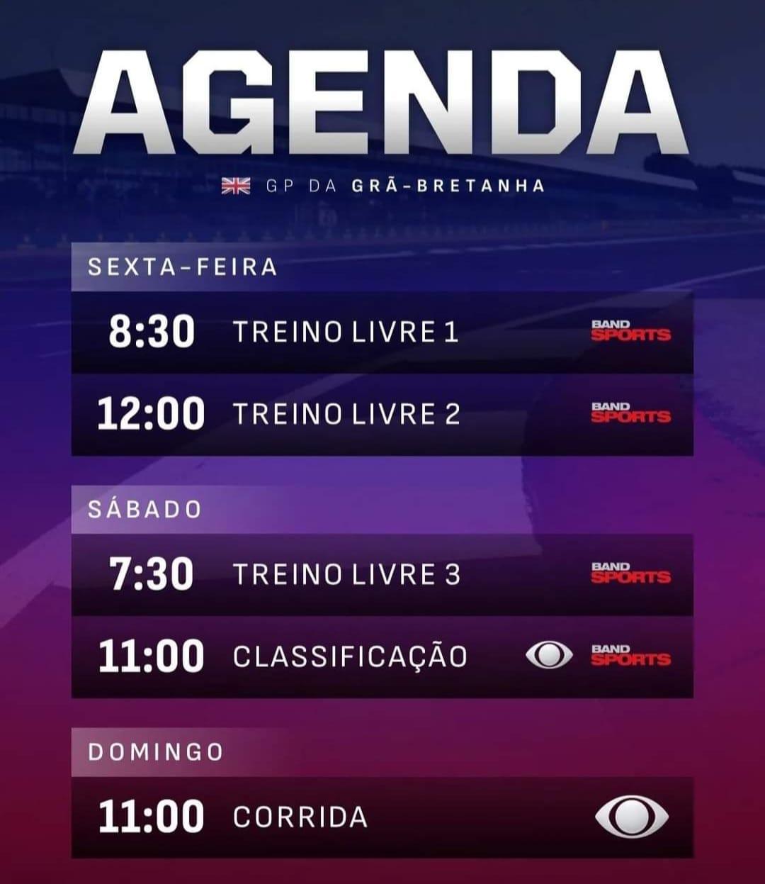 Agenda do GP da Grã-Bretanha (Foto/Divulgação)