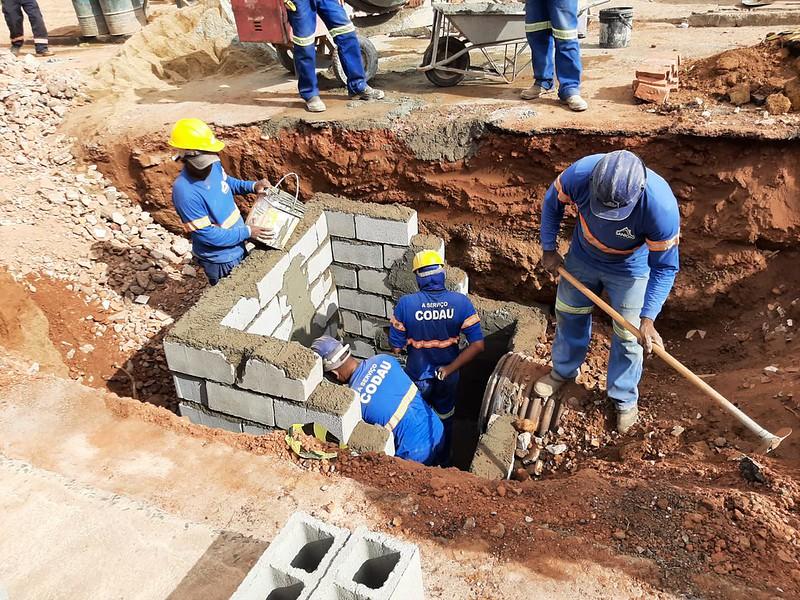 Obra de combate a erosão feita pela Codau (Foto/Divulgação)