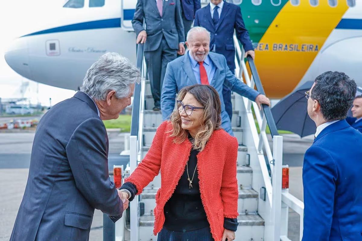 Presidente da República, Luiz Inácio Lula da Silva, Janja, durante chegada a Londres em maio deste ano. (Foto/Ricardo Stuckert/PR 05.05.2023)