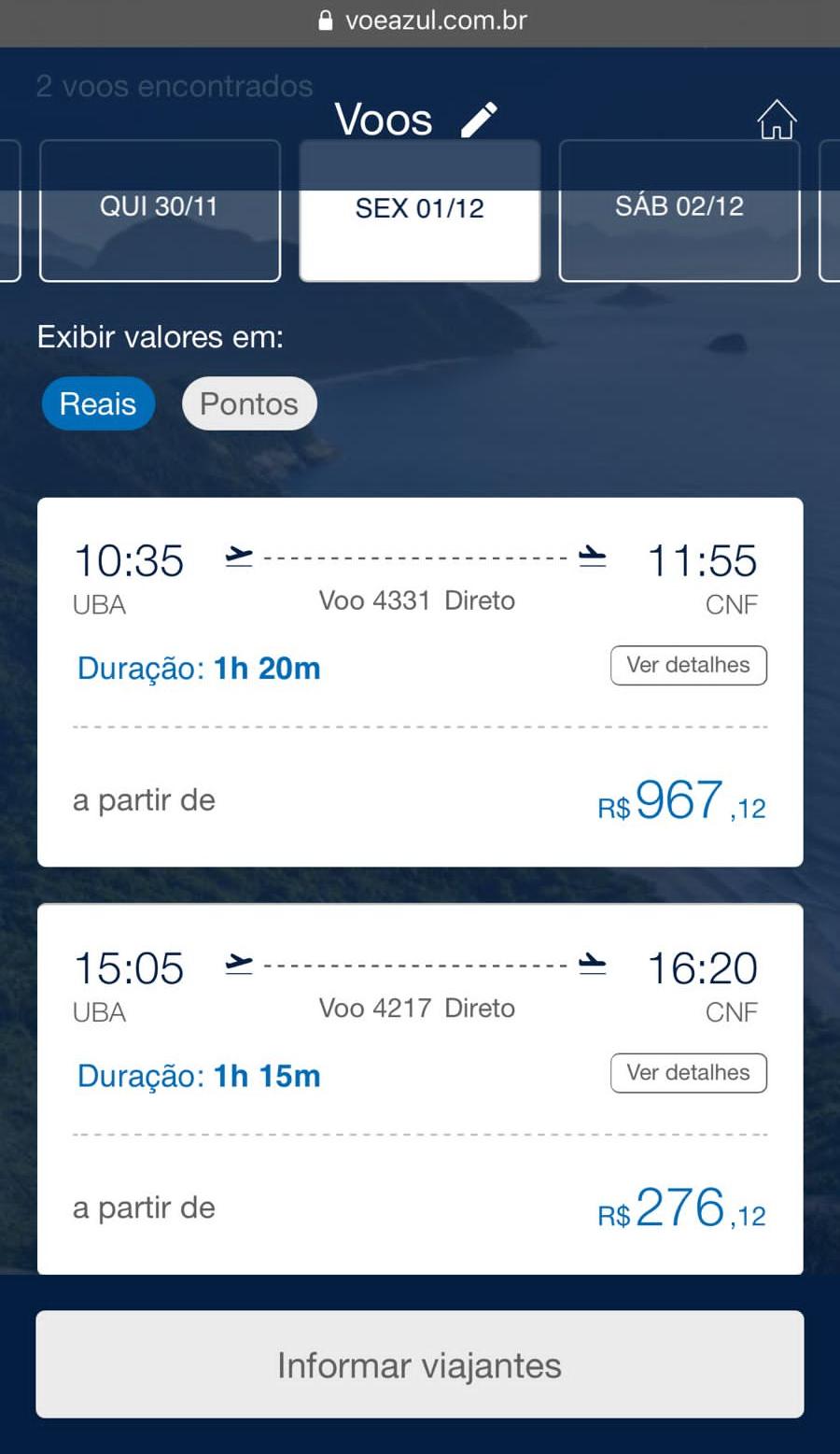 Novos voos entre Uberaba e Belo Horizonte já estão disponíveis à venda pela Azul (Foto/Reprodução)