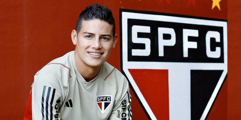 James Rodríguez vem trabalhando forte no CT da Barra Funda e deixando os companheiros e a comissão técnica impressionados. (Foto/Divulgação/São Paulo)