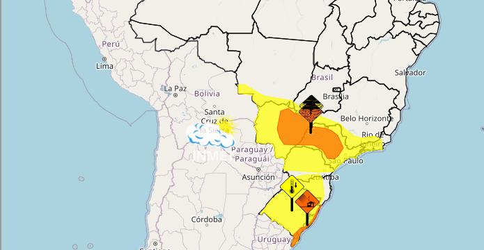 Aviso Meteorológico emitido pelo InMet para Uberaba e região (Foto/Reprodução InMet)