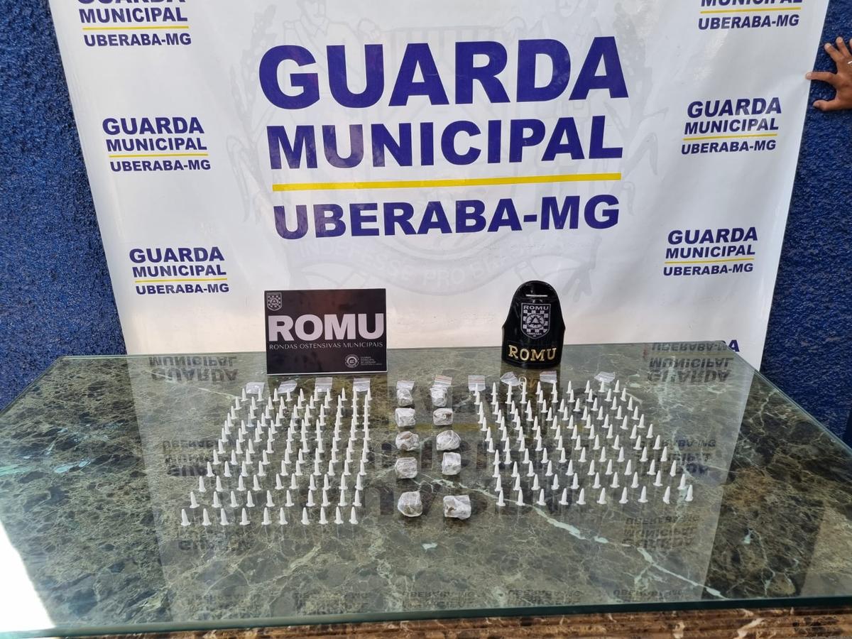 Além de 228 pinos de cocaína, suspeito foi flagrado com 10 tabletes de maconha e 10 papelotes de uma substância conhecida como 'viradinha' (Foto/Divulgação)