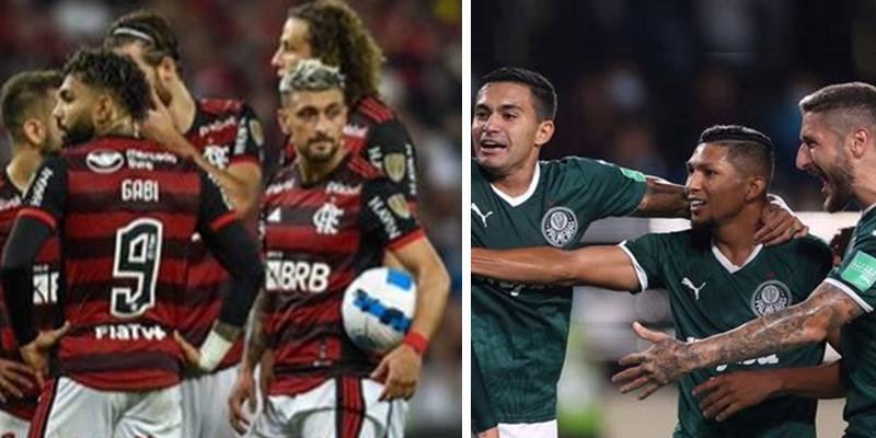 Flamengo faturou 163 milhões de euros e o Palmeiras 59 milhões de euros (Foto/Montagem/Reprodução)