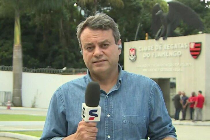 Eric Faria  reclama do fato do argentino não repetir escalações no Flamengo. (Foto/Reprodução de TV)