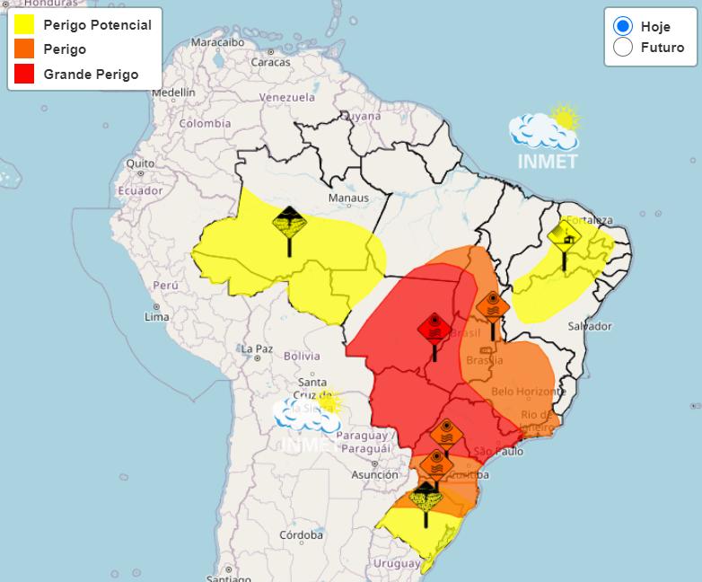 Alerta vermelho para Uberaba (Foto/Reprodução InMet)