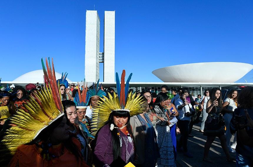 Marcha das Mulheres Indígenas, no Congresso Nacional (Foto/Jefferson Rudy/Agência Senado)