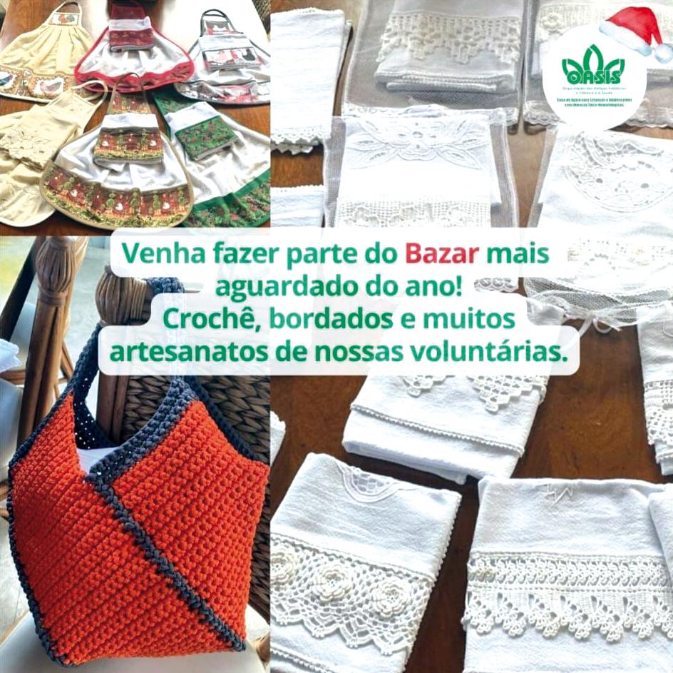 Na quinta-feira da proxima semana teremos o tradiconal Bazar da Oásis, turma séria e comprometida, preparou lindas opções para você ajudar a Oásis e presentear neste Natal (Foto/Divulgação)