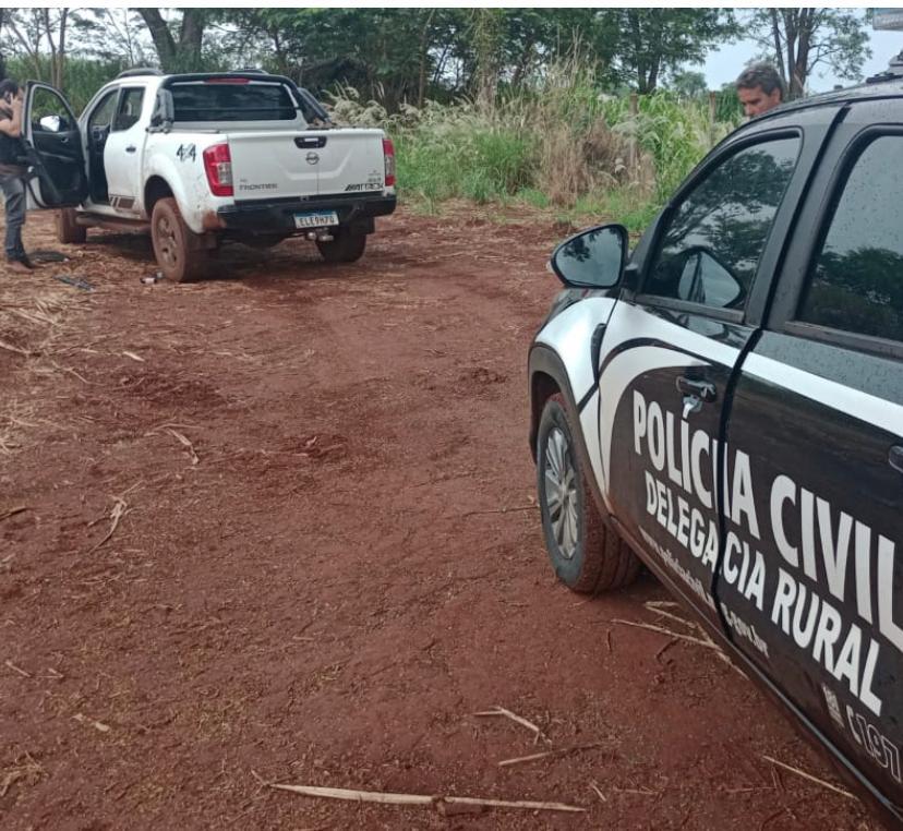 Polícia Civil localizou a caminhonete na zona rural de Delta durante diligências, mas defensivos agrícolas levados não foram encontrados (Foto/Divulgação)