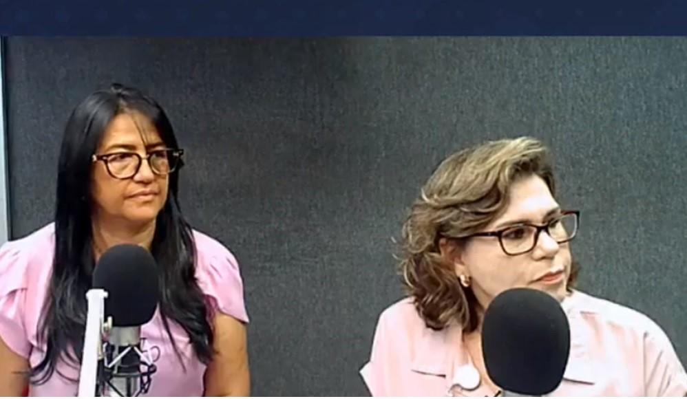 A coordenadora administrativa e contábil da Funepu, Keila Cristina Telles Furtado, e a presidente, Gislei Rocha, durante entrevista à Rádio JM (Foto/Reprodução)