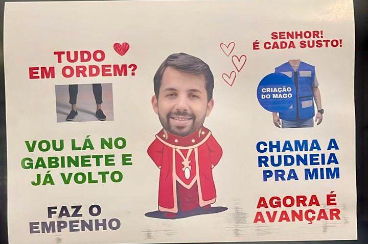 Ao completar um ano à frente da Secretaria municipal de Comunicação, Marcos Ferreira foi surpreendido por sua equipe, esta semana, com esse sugestivo cartãozinho, onde constam as frases que ele mais falou nos últimos 12 meses (Foto/Divulgação)