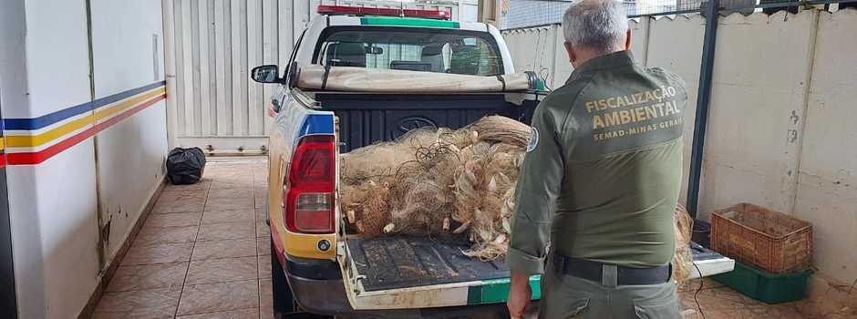 Mais de 1,5 tonelada de pescados e 67 tarrafas foram apreendidas em ação conjunta com a Polícia Militar em Minas (Foto/Divulgação)