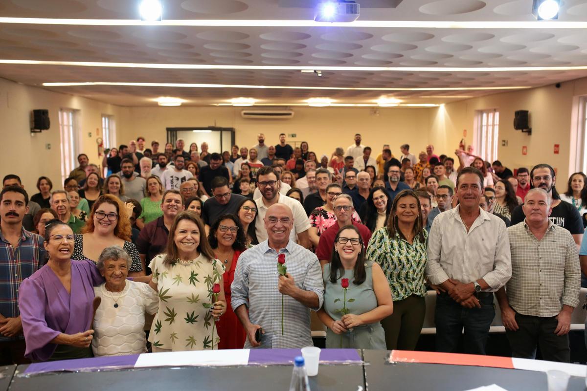 Presidente estadual do partido, Mário Heringer, esteve presente no evento que reuniu grande número de filiados e lideranças de partidos como PT, PCdoB e PSB (Foto/Divulgação)
