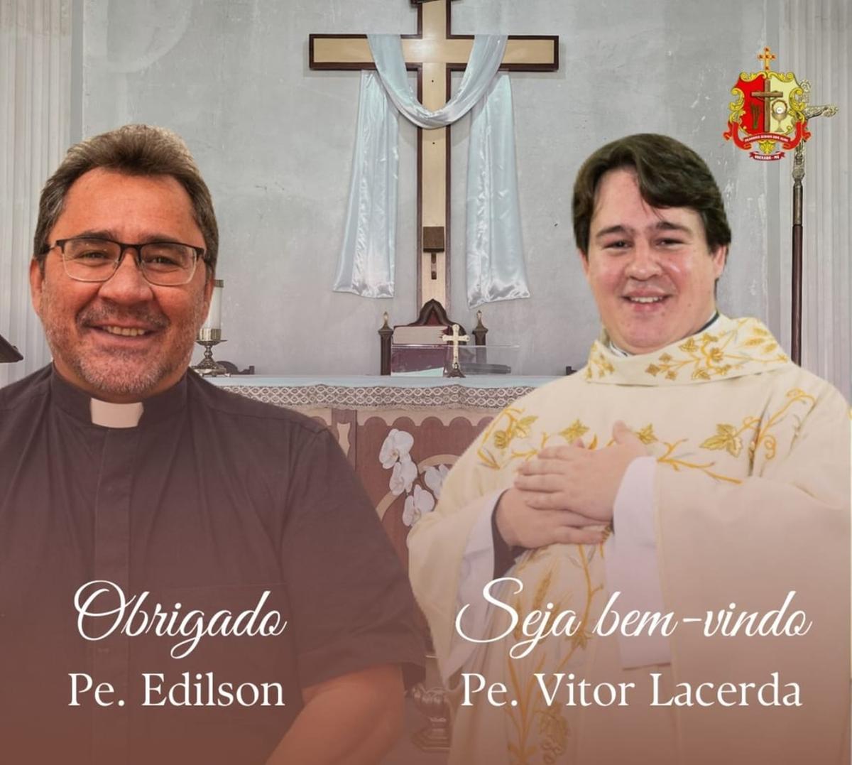 Igreja agradece padre Edilson pelos anos de dedicação a Uberaba e anuncia padre Vitor como seu substituto (Foto/Divulgação)
