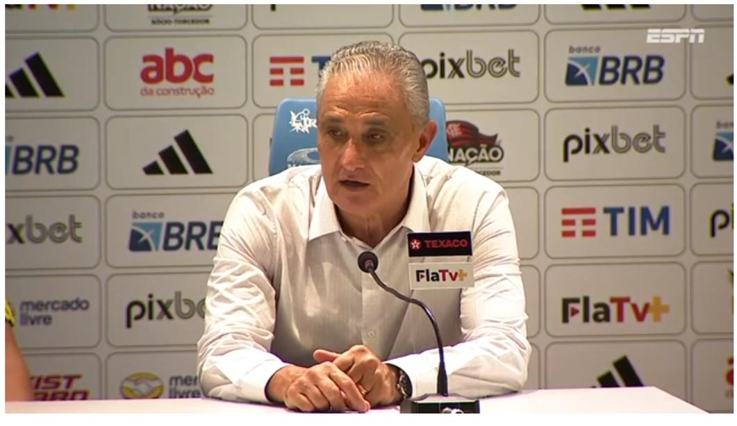 Tite ainda não achou o jogo do Flamengo. O técnico não consegue fazer o time jogar (Foto/TV ESPN)