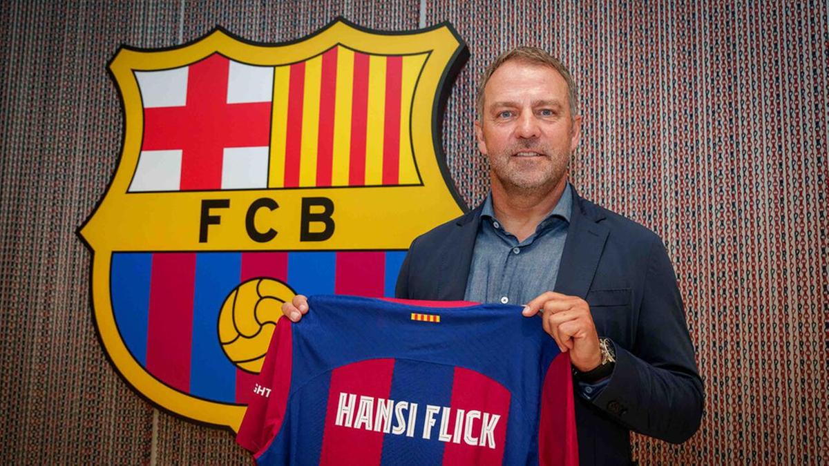 Alvo do Barcelona desde 2021, Flick (Foto) conta com a admiração do presidente Joan Laporta (Foto/Divulgação/Barcelona)