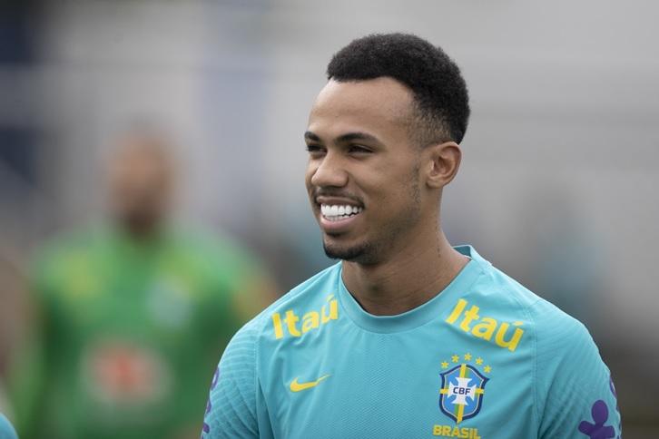 Gabriel Magalhães, zagueiro do Arsenal, durante treino da Seleção (Foto/Lucas Figueiredo/CBF)