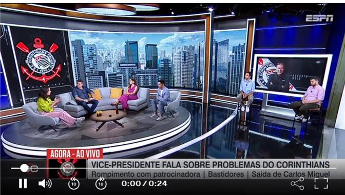 À ESPN, Armando Mendonça disse não esconder sua decepção com o presidente Augusto Melo (Foto/ESPN)