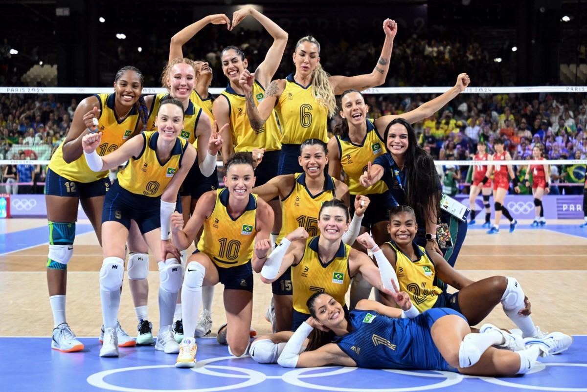 Brasil vence o Japão por 3 sets a 0 nas Olimpíadas de Paris 2024 (Foto/Natalia Kolesnikova/AFP)