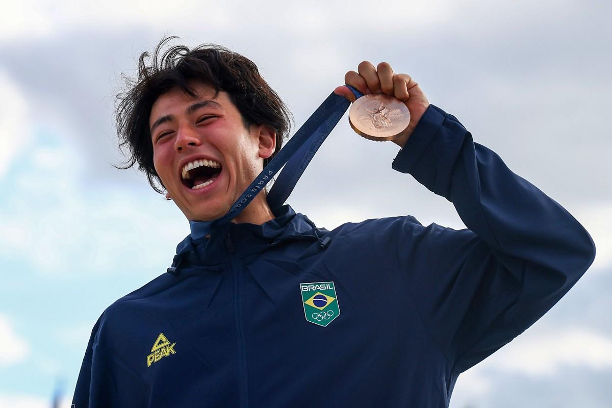 Augusto Akio é medalha de bronze no skate park nas Olimpíadas de Paris (Foto/Luiza Moraes/COB)