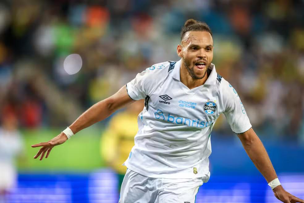 O dinamarquês Braithwaite deve ser o titular do Grêmio contra o Fluminense (Foto/Lucas Uebel/Grêmio FBPA)