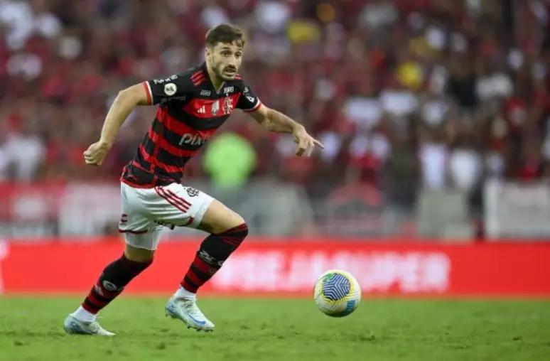 Viña sofreu a lesão em uma dividida com o volante Fabinho do Palmeiras (Foto/Marcelo Cortes/Flamengo/Jogada10)