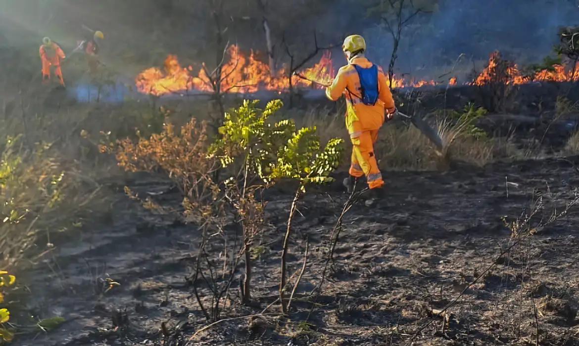 No Parque Nacional da Serra do Cipó, em Santana do Riacho, o fogo começou no domingo (28) e, segundo o ICMBio atingiu mais de 6 mil hectares (Foto/CBM/MG)