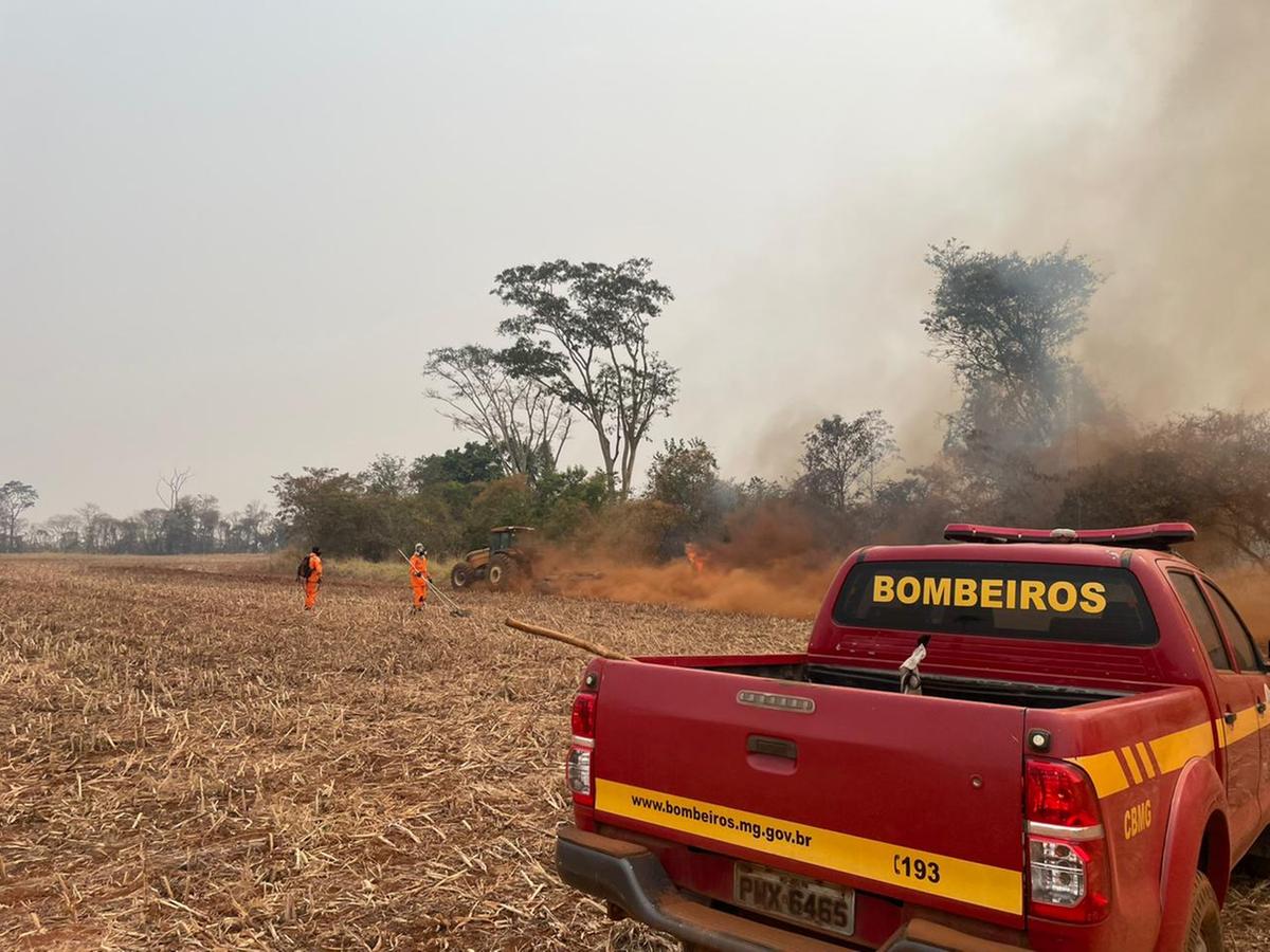 Bombeiros utilizaram um trator para auxiliar no controle das chamas (Foto/Divulgação)