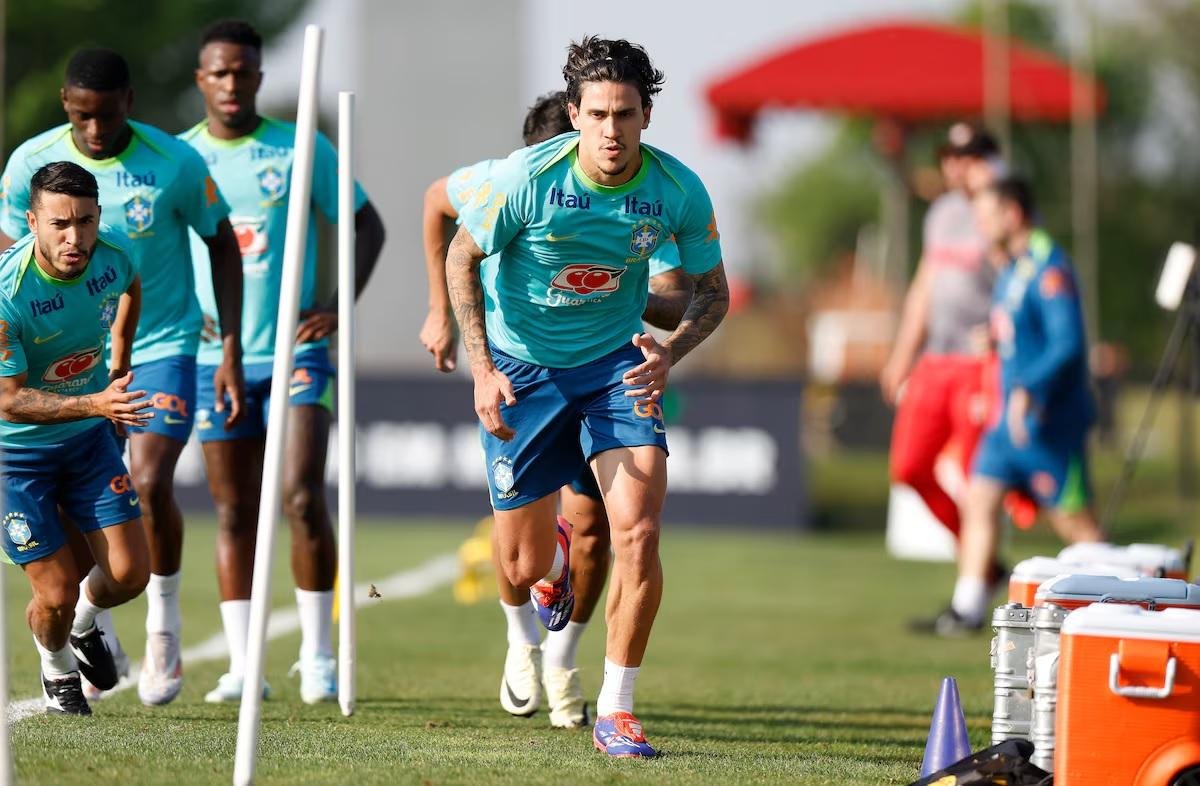 Pedro, atacante do Flamengo, em treino da Seleção Brasileira, no CT do Caju, em Curitiba (Foto/Rafael Ribeiro/CBF)