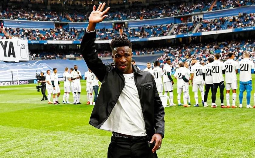 Vini Jr. Vive a expectativa de ser o maior jogador do mundo em 2024 (Foto/Rede X/Real Madrid)