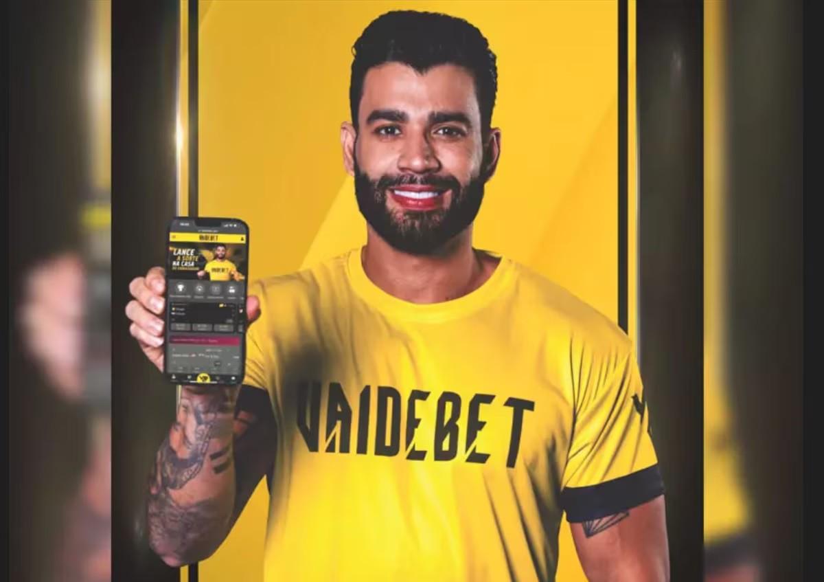 Gusttavo Lima em peça publicitária da Vai de Bet: empresa de apostas online investigada pela Polícia Civil de Pernambuco ficou fora de casas autorizadas a operar no Brasil (Foto/Reprodução/Publicidade da Vai de Bet)