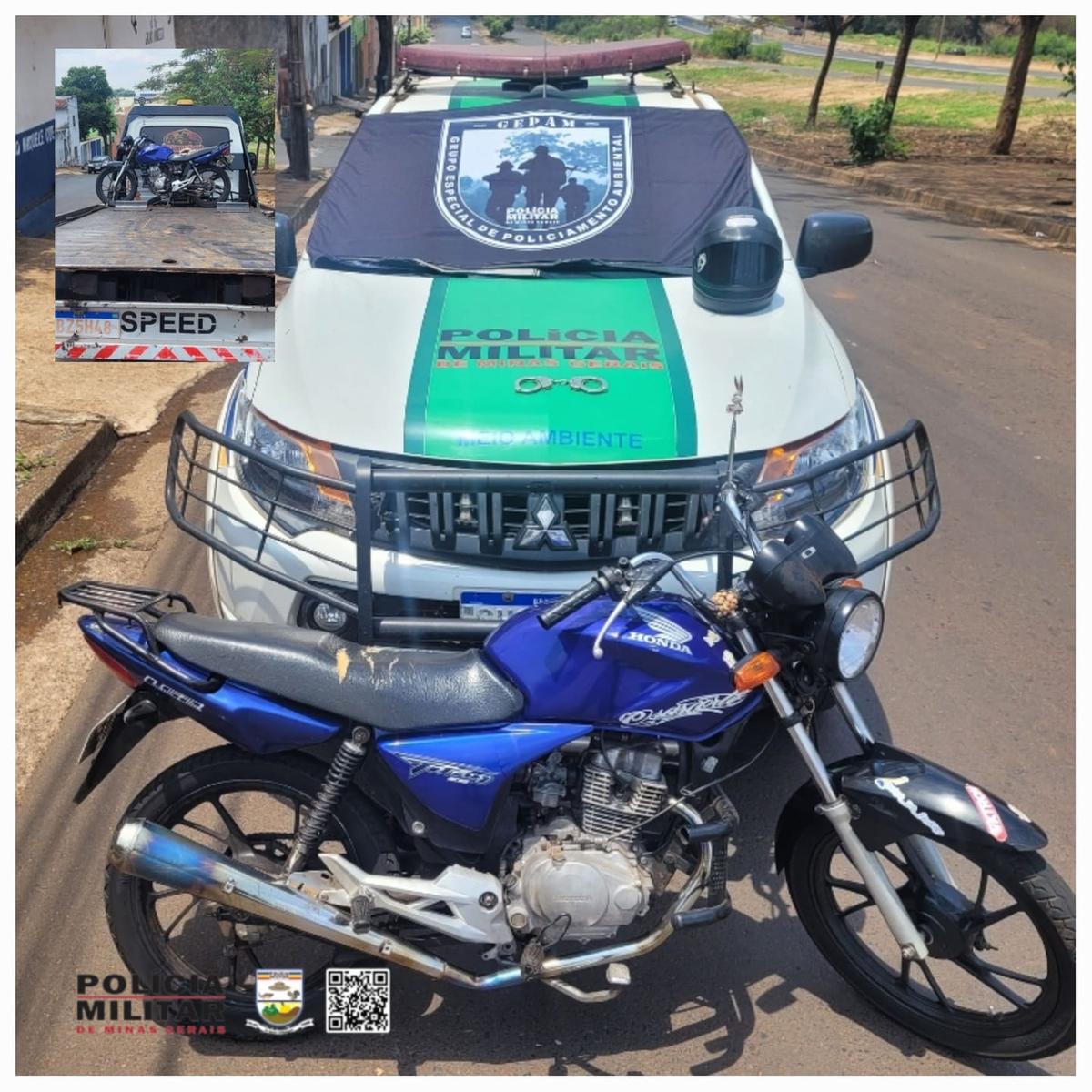 Menor de idade conduzia a motocicleta de forma perigosa, o que deu início à perseguição policial (Foto/Divulgação)