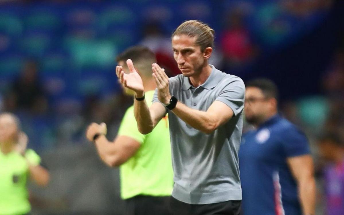 Técnico Filipe Luís, do Flamengo, no jogo contra o Bahia (Foto/Gilvan de Souza/CRF)