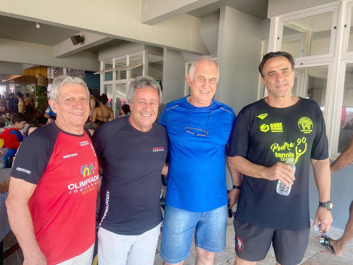 Paulo Biucchi, Sérgio Caetano, Ivan Andrade e Presidente do Jockey Clube, Renato Pato em registro de um dos fins de semanas, badalados e animados do Clube (Foto/Alysson Oliveira)