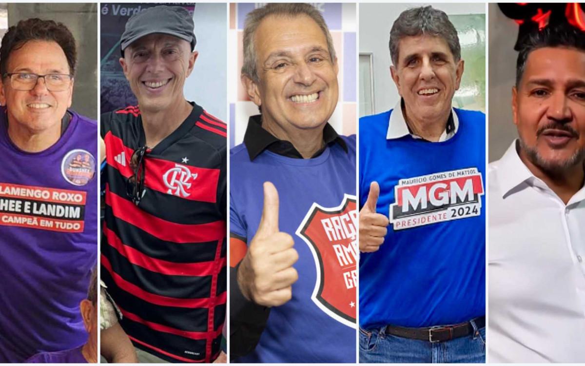 Dunshee, Wallim, BAP, Maurício e Pedro Paulo, os candidatos à presidência do Flamengo (Foto/Divulgação Internet)