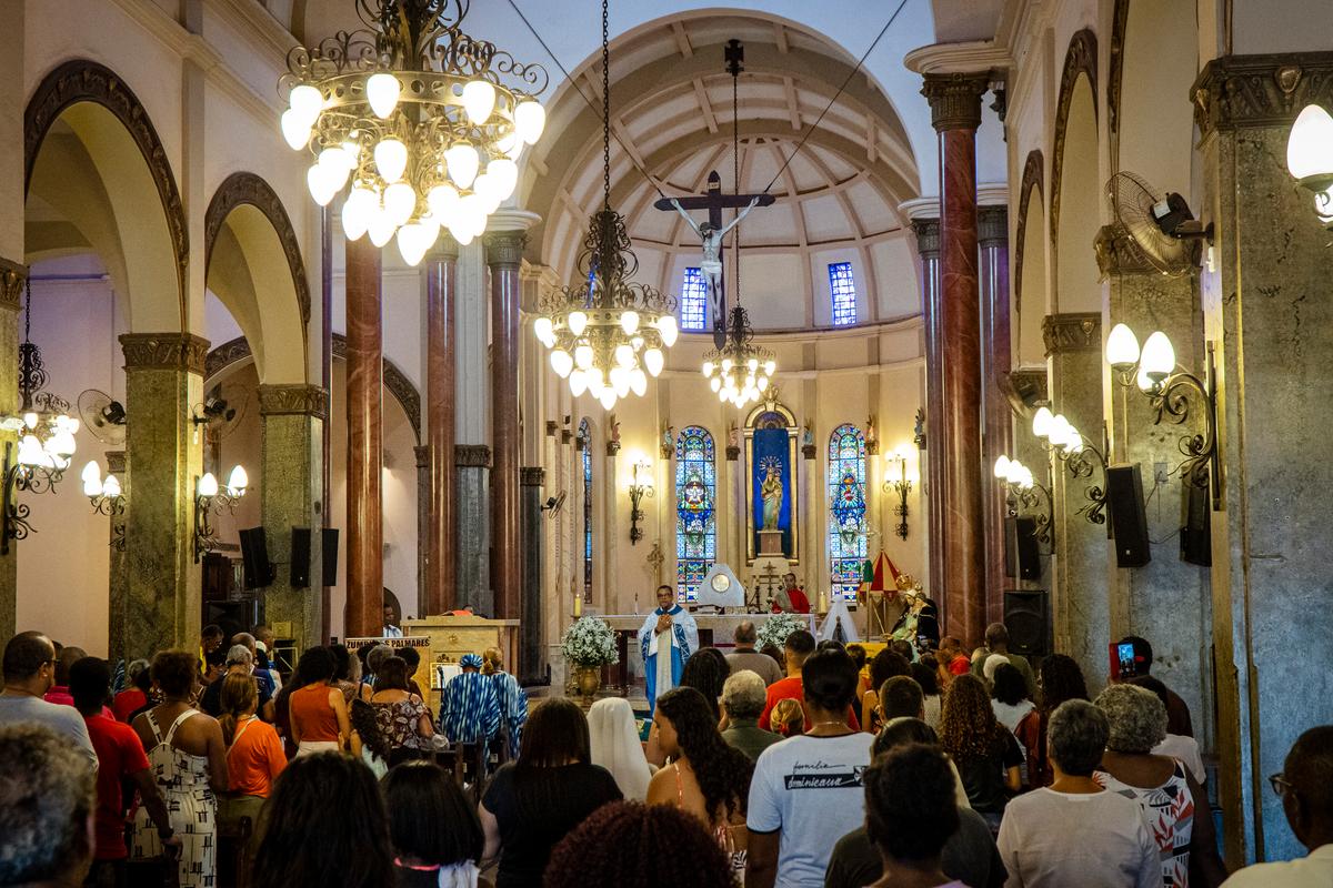 Missa Afro foi realizada no Santuário Basílica Nossa Senhora D’Abadia (Foto/Alfredo Neto/PMU)