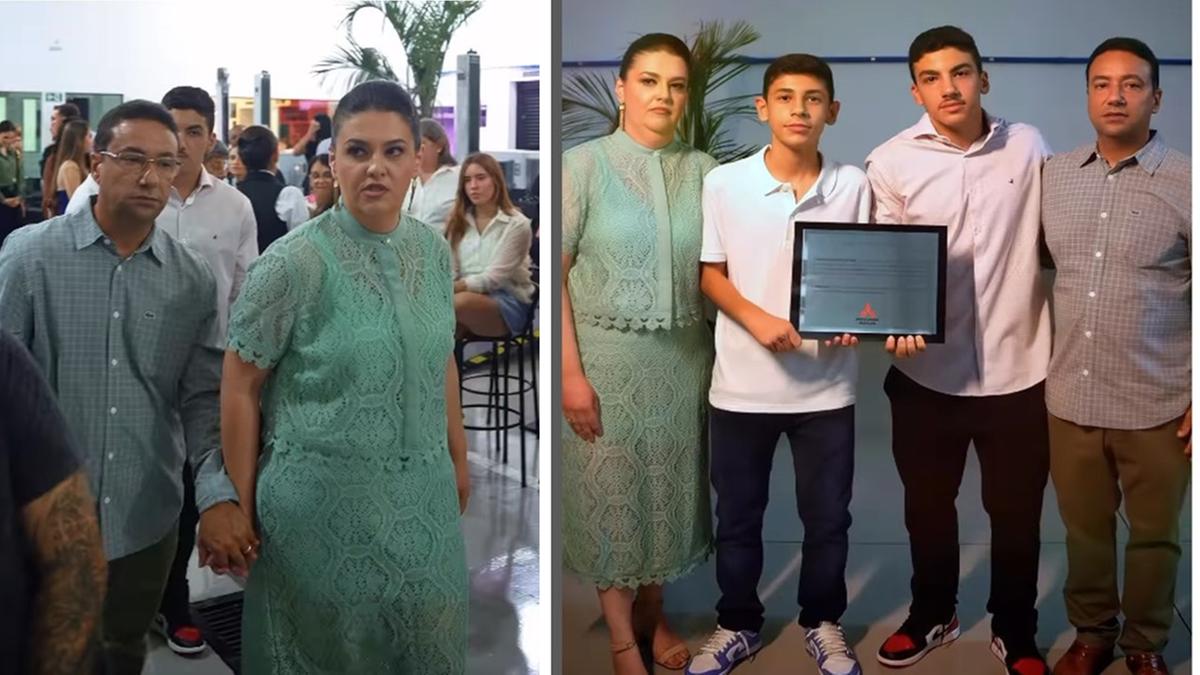 Dona Daniela Montes Almeida e seu esposo William Eduardo Costa de Almeida com os filhos William Eduardo Costa de Almeida Jr. e Matheus Montes de Almeida (Foto/Divulgação)