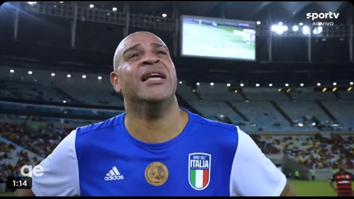 "Foram muitos momentos, né, meu filho? Sempre te falei, não desiste”. A mensagem pela voz do Pai de Adriano. (Foto Sportv)