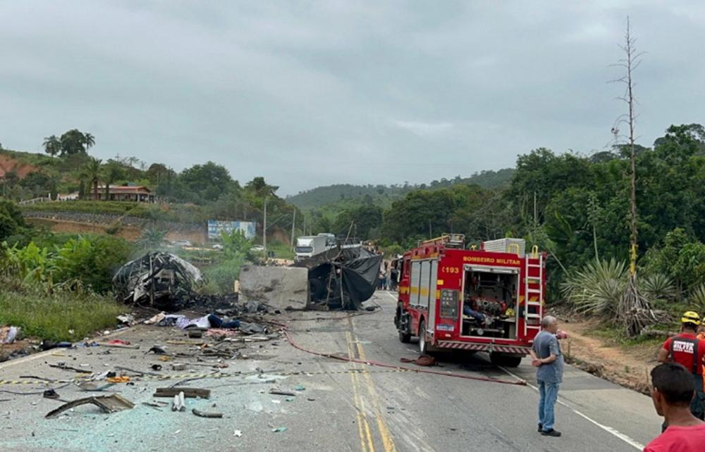 Acidente foi registrado no distrito de Lajinha (Foto/Divulgação Corpo de Bombeiros)